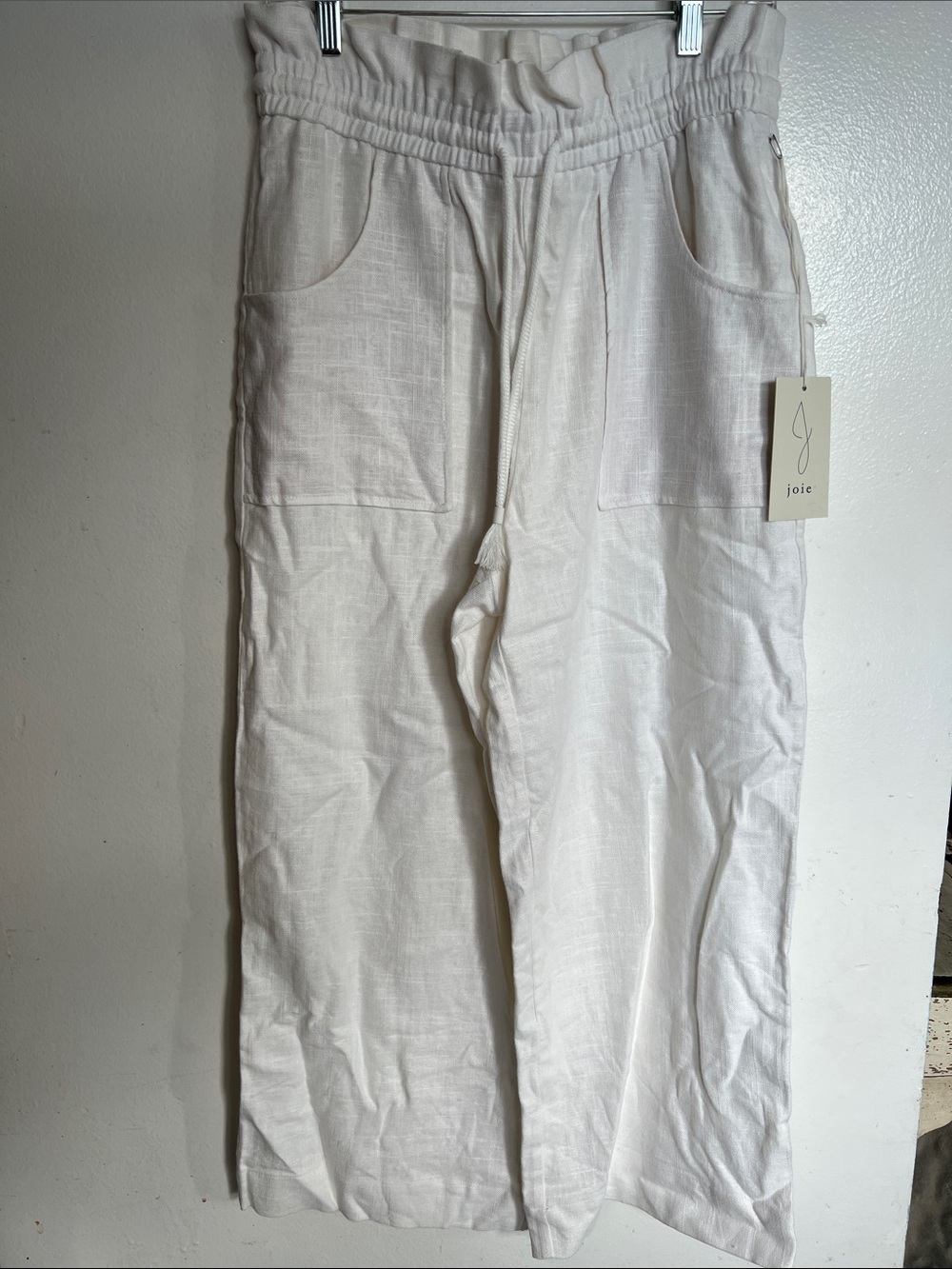 Joie women’s  Off-White Linen-Blend Drawstring Chinos